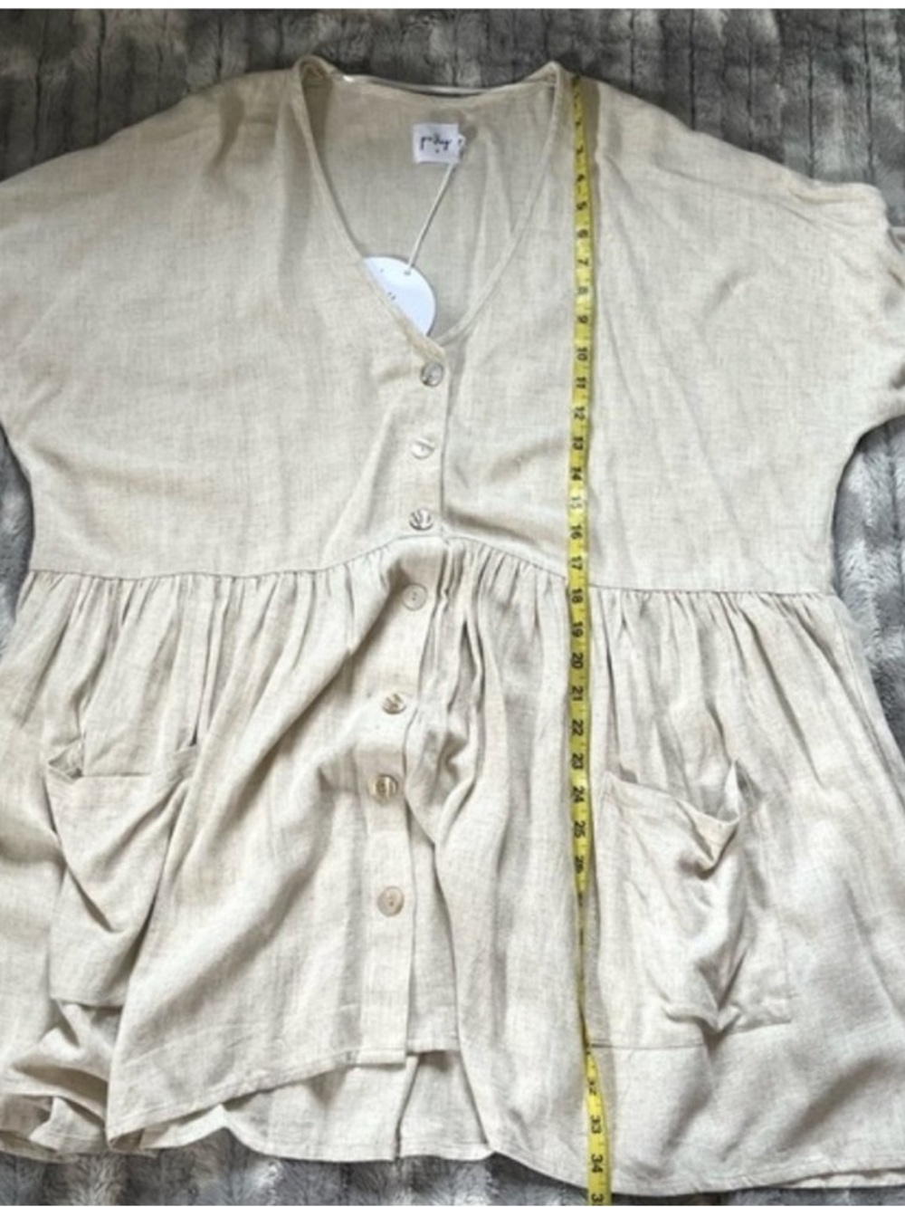 Princess Polly The Sandy Mini Dress Natural Lower Impact Size S/M - Picture 5 of 7